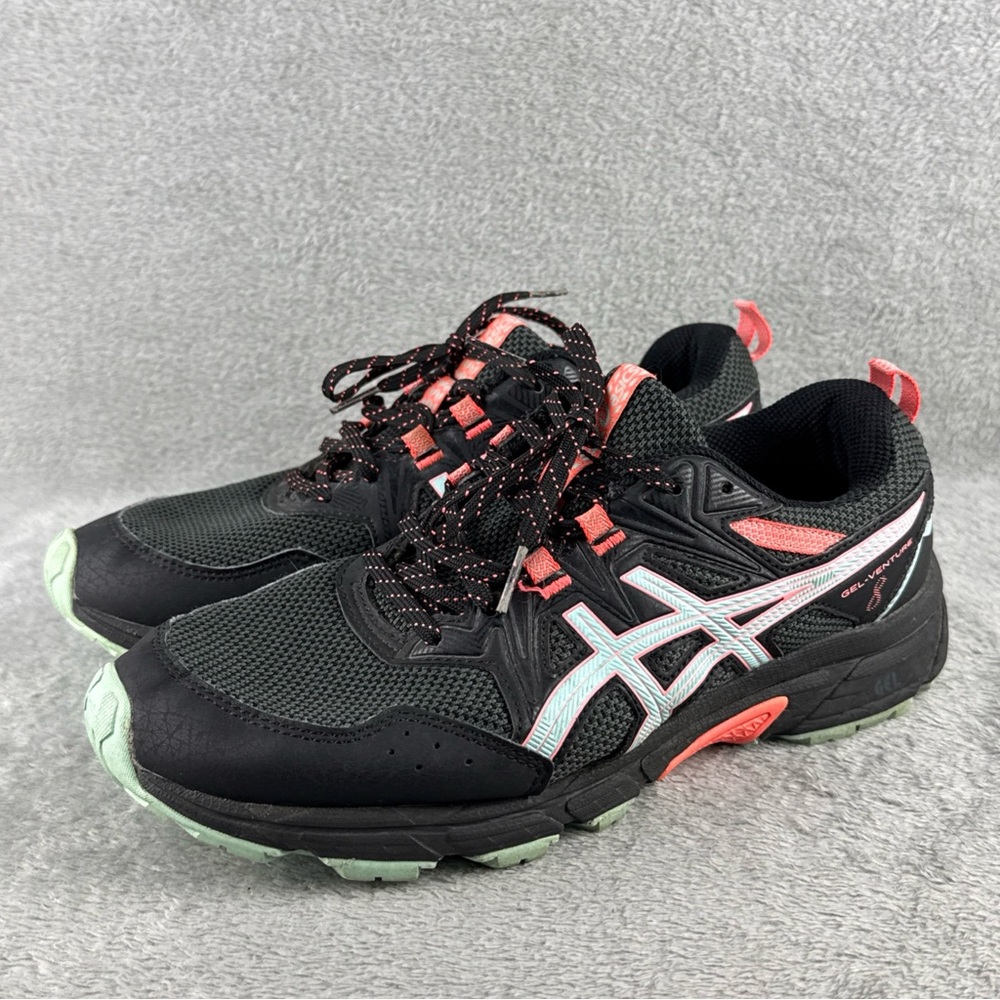 ASICS Women's Gel-Venture 8 Black and Pink Train Shoes Size 10 Wide